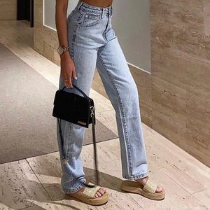 Light wash straight leg jeans